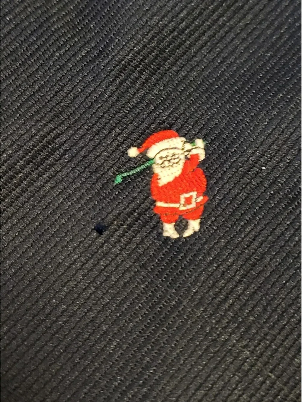 VTG Alynn Neckwear OS Christmas Stocking Embroidered Santa Claus Golfing